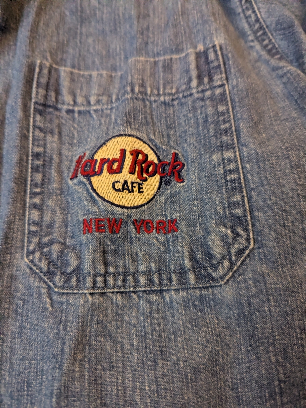 Hard Rock Cafe Blue Denim Jacket with Guitar Patch - Picture 7 of 8